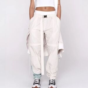 SANS GÊNE Convertible Nylon Pant in Ivory / Mint Size L